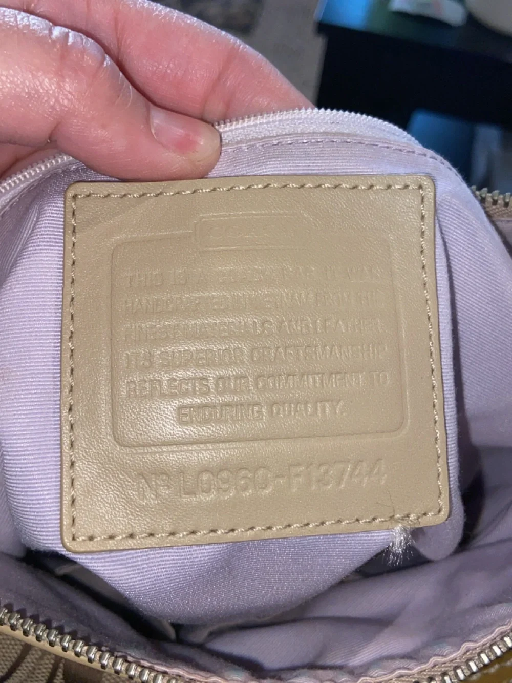 Coach Canvas Shoulder Bag with Yellow Trim and Brown Logo Print